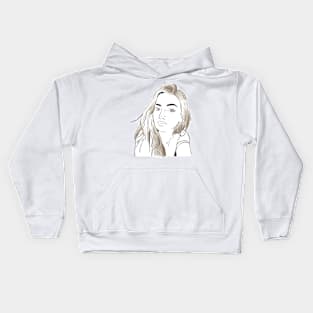 Beautiful girl looking at you - Brown White Kids Hoodie